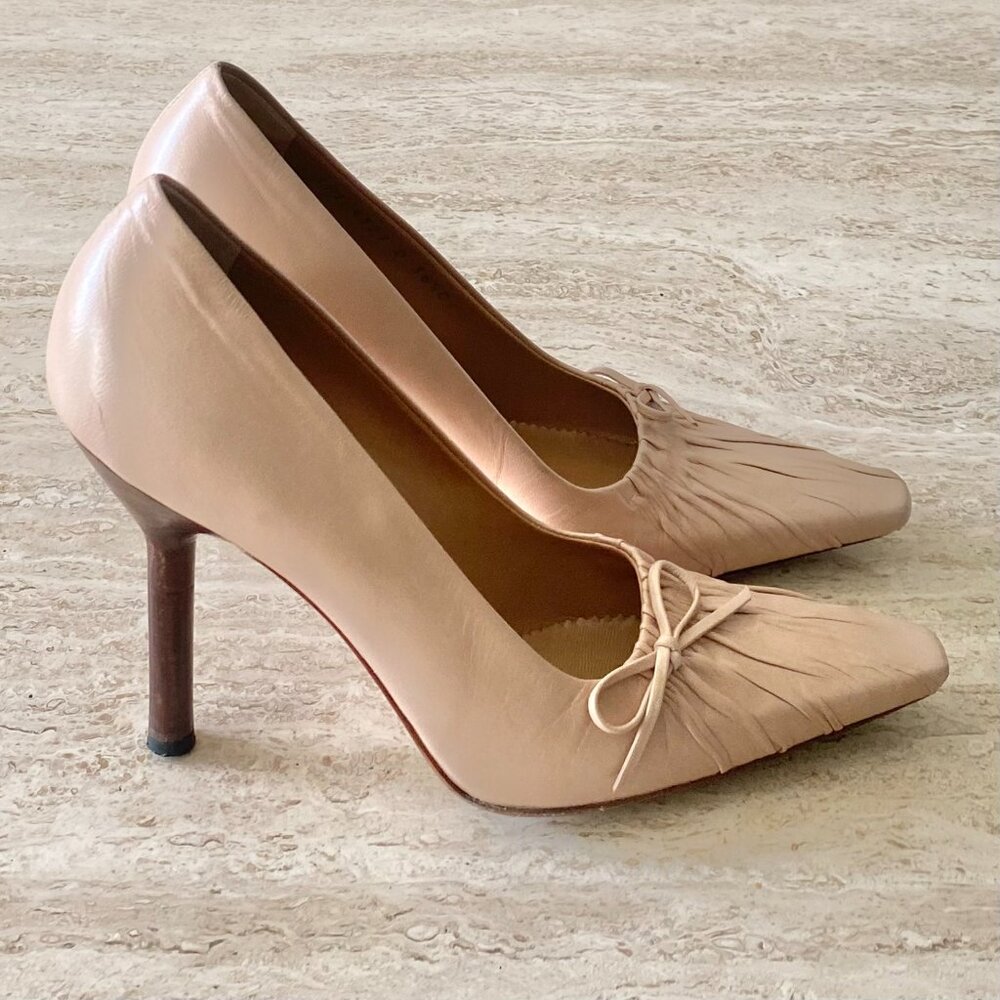 Vintage Gucci Ruched Leather Bow Pumps - Picture 5 of 10